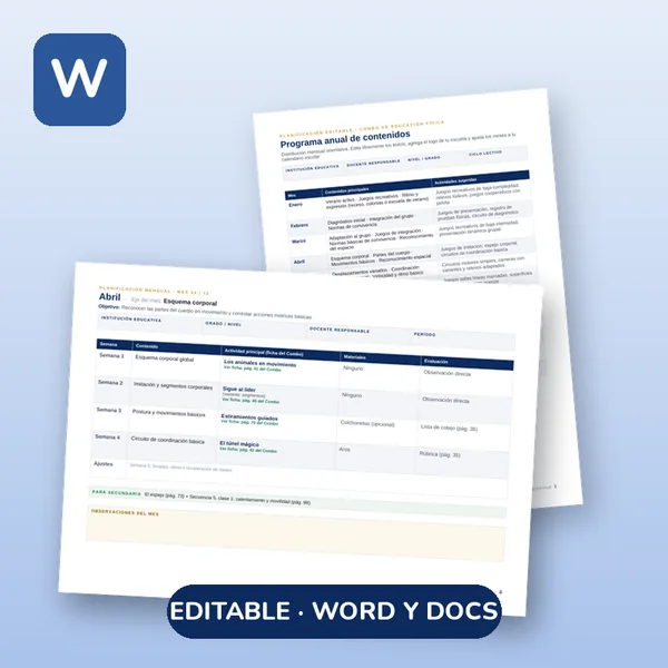 Bono 2: Planificación editable en Word